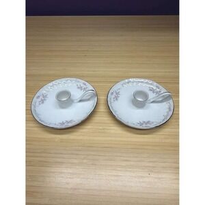 Gold Standard Porcelain China Candle Holders Pair Roses Platinum Japan Box